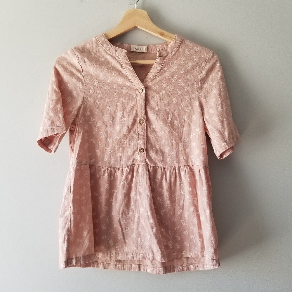 Rolee Mauve Pink Linen Blend Babydoll Top